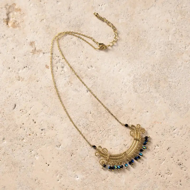 Kalpana Glass Bead Swirl Necklace