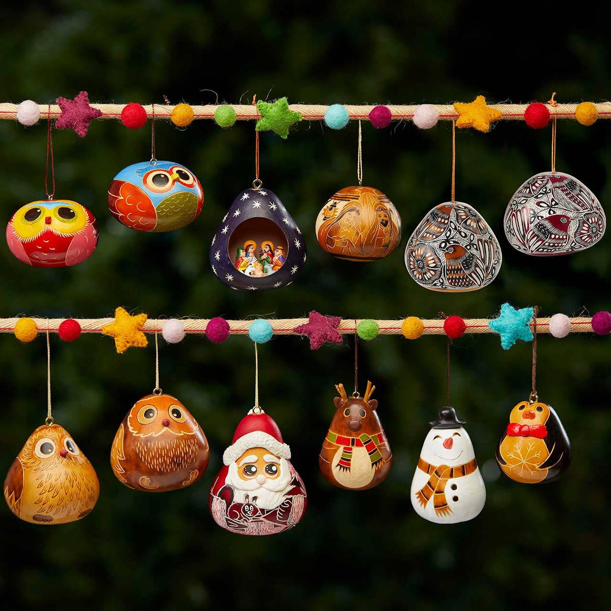 Happy Snowman Gourd Ornament