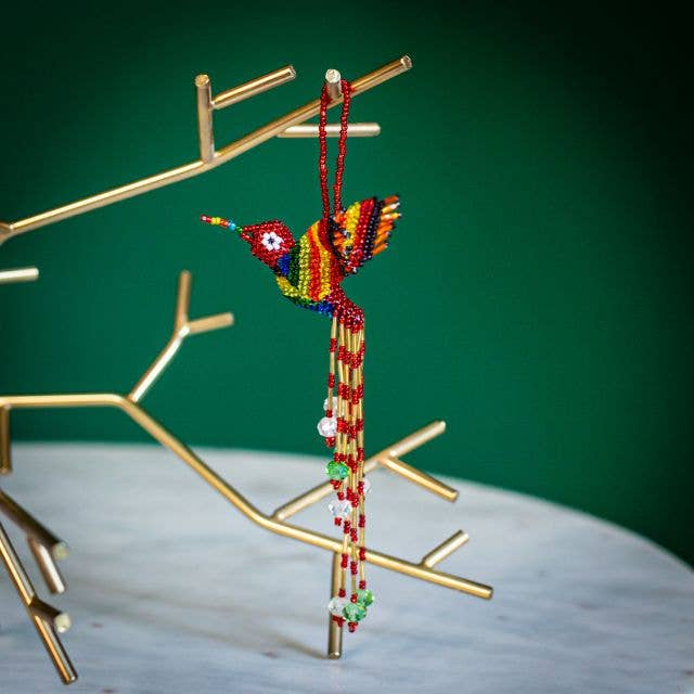 Hummingbird Beaded Ornament - Large