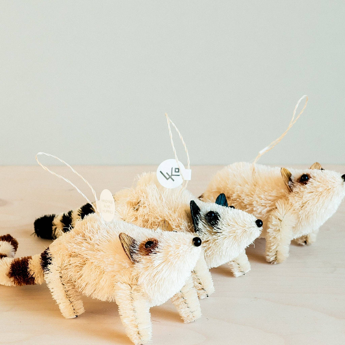 Raccoon Abaca Fiber Ornament - Black