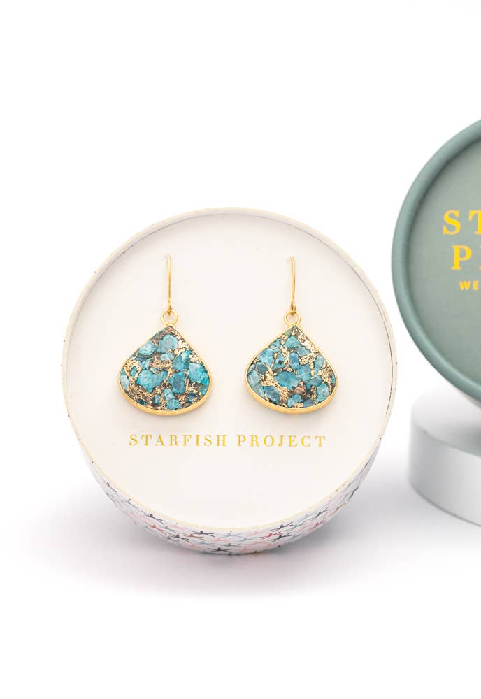 Emperor Stone Blossom Earrings - 14K Gold Plated