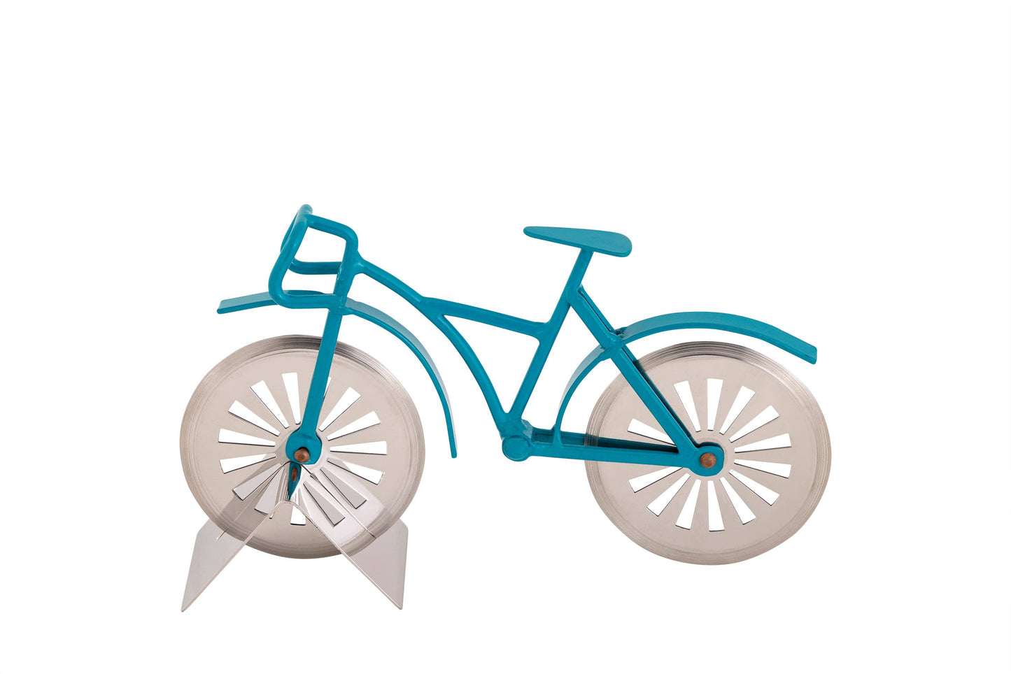 Bicycle Pizza Cutter - Blue Frame with Stand