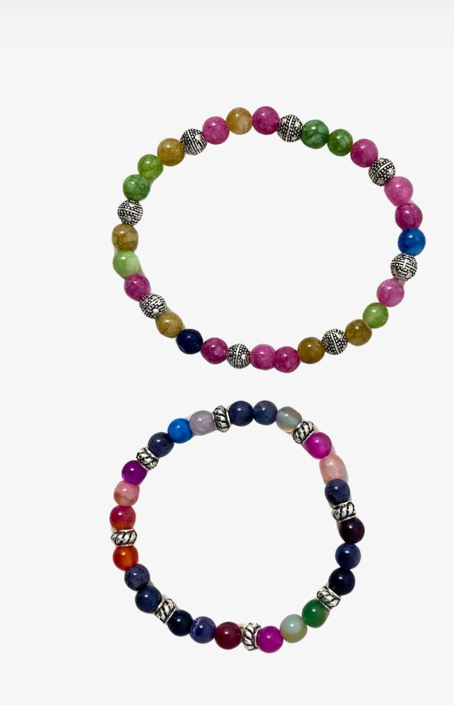 Multi-Colored Agate Bead Bracelet