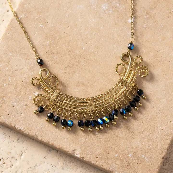 Kalpana Glass Bead Swirl Necklace