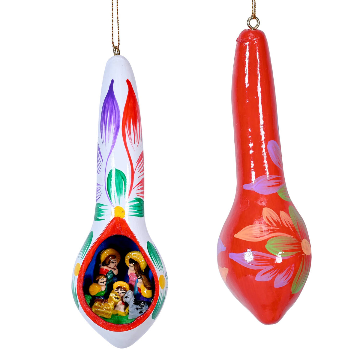 Nativity Drop Gourd Ornament - Assorted