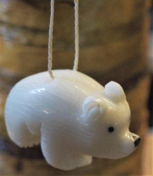 Polar Bear Tagua Ornament