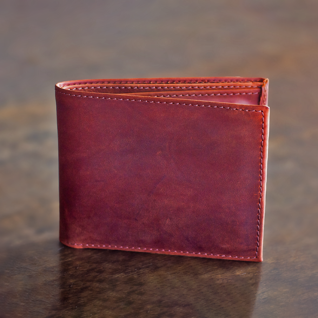 BIFOLD Leather Wallet  Saddle Brown  /  Fair Trade Artisan