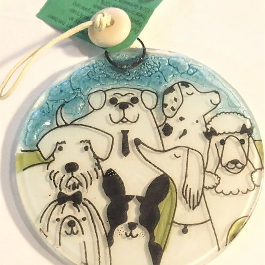 Dog Pack Glass Ornament