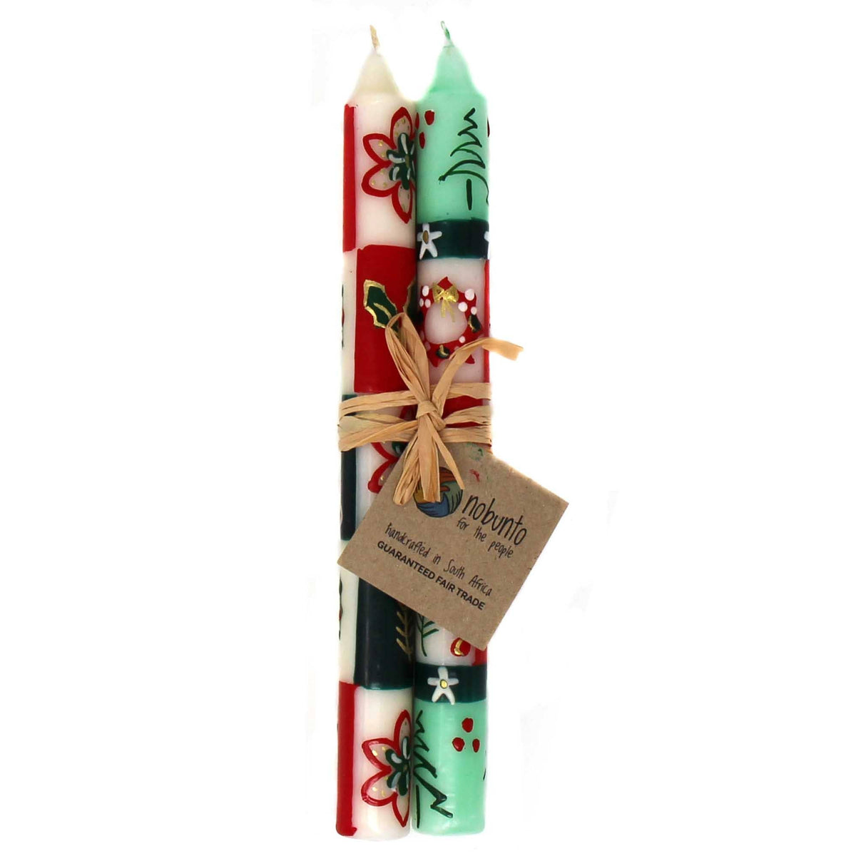 Christmas Hand-Painted Dinner Candles Pair