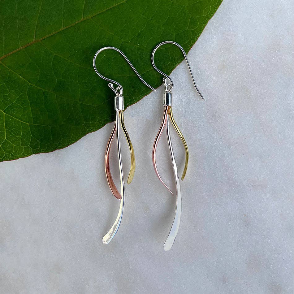 Triple Joy Earrings - Sterling, Copper, Brass