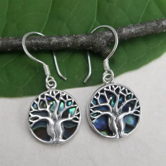 ABALONE TREE OF LIFE EARRINGS - STERLING