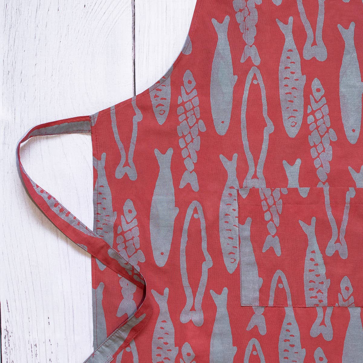 Apron Reversible: Sardines - Brick-Organic