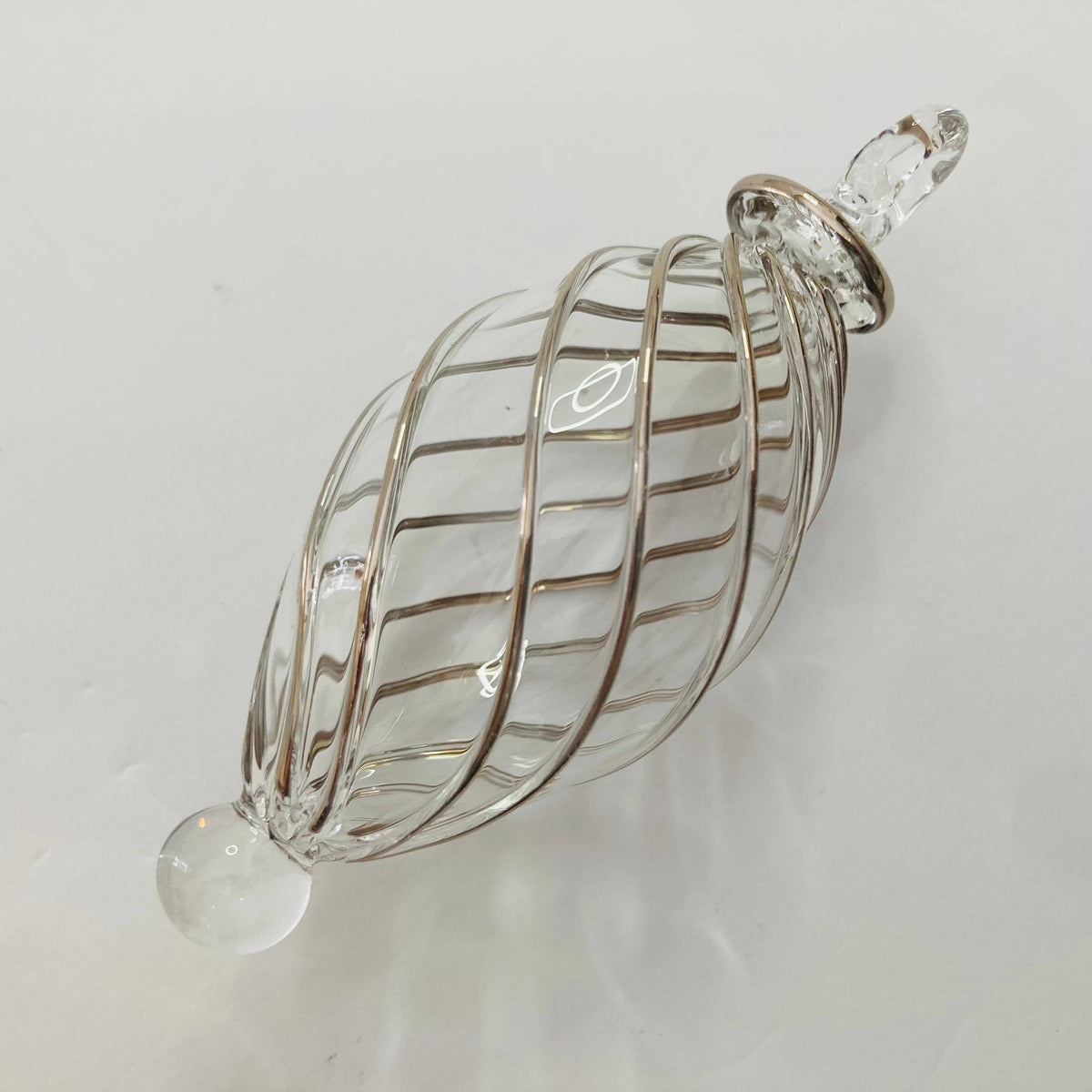 Blown Glass Small Ornament - Swirl Oval