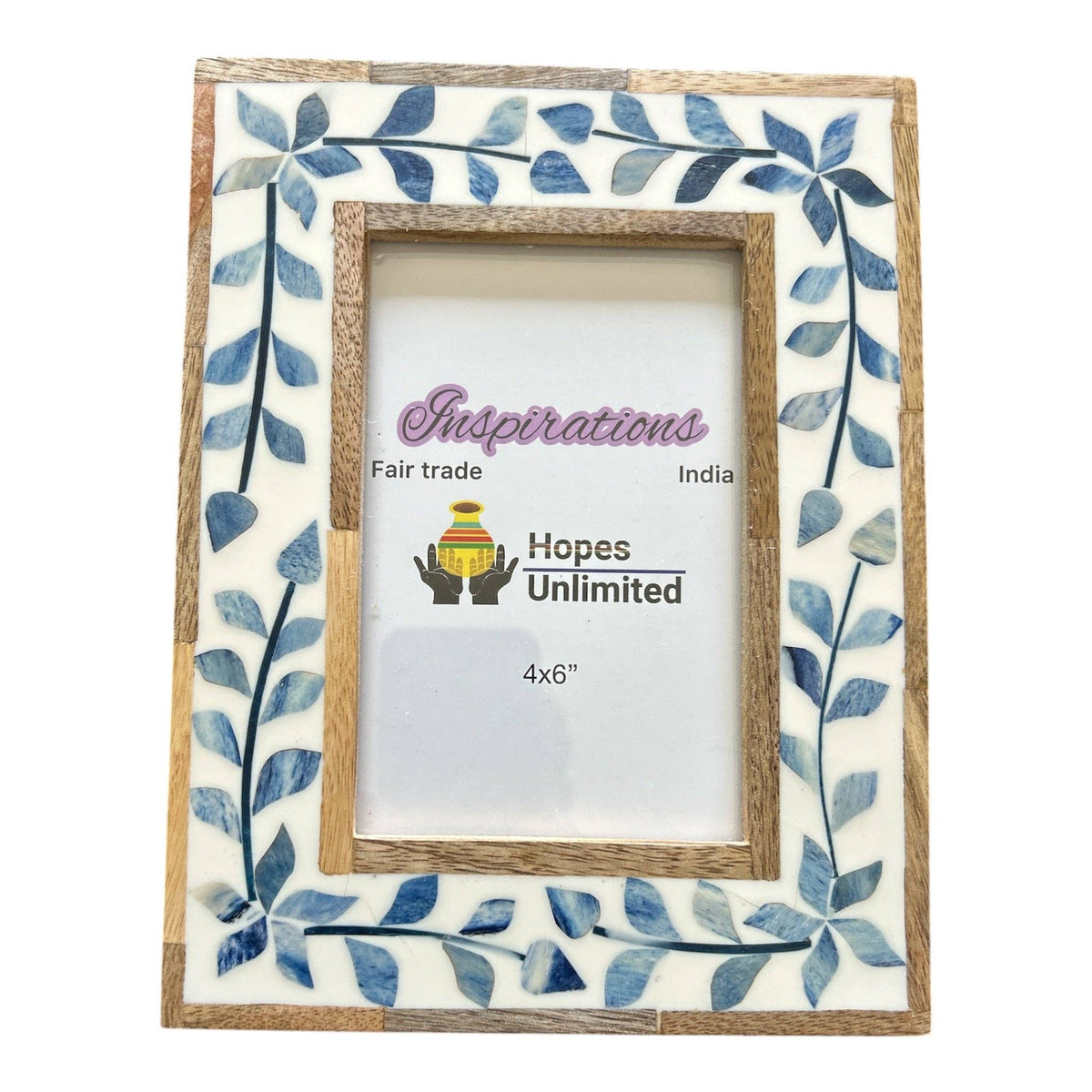 Blue Leaf Wooden Frame 4x6