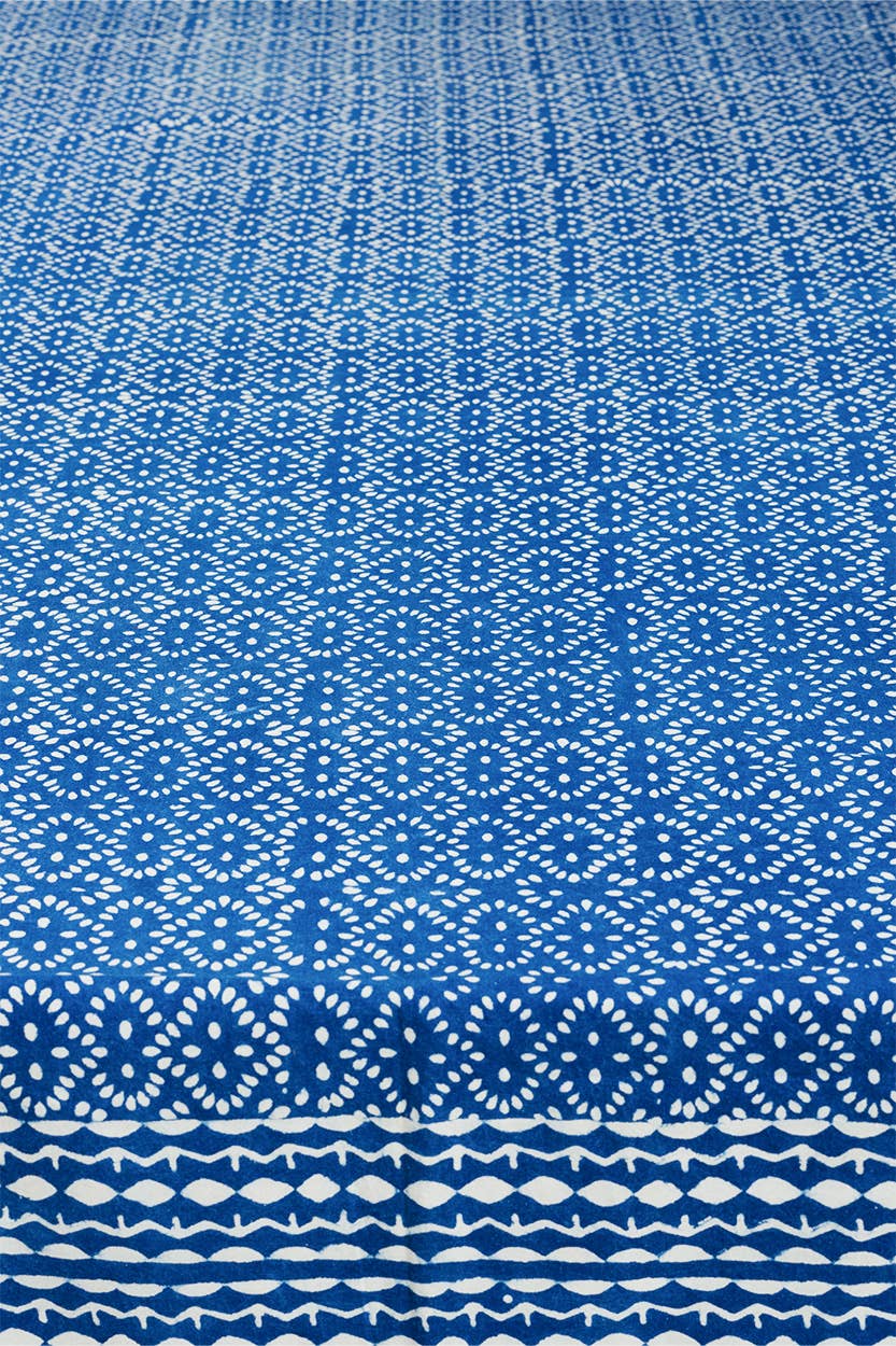 Indigo Block Print Tablecloth 60''x90''