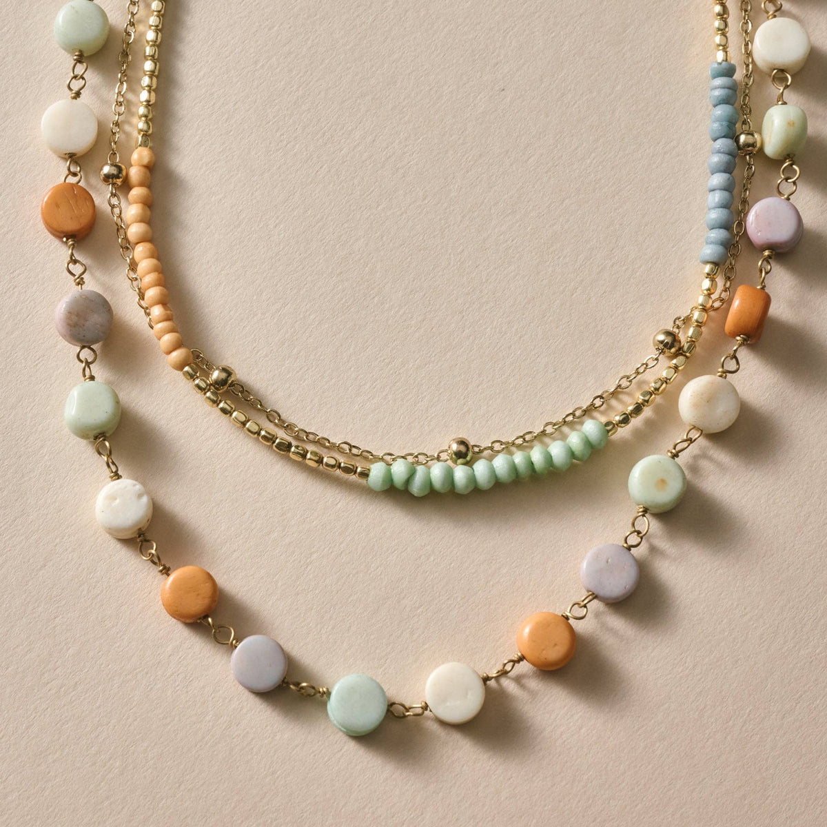 Haddee Three Chain Bead Necklace