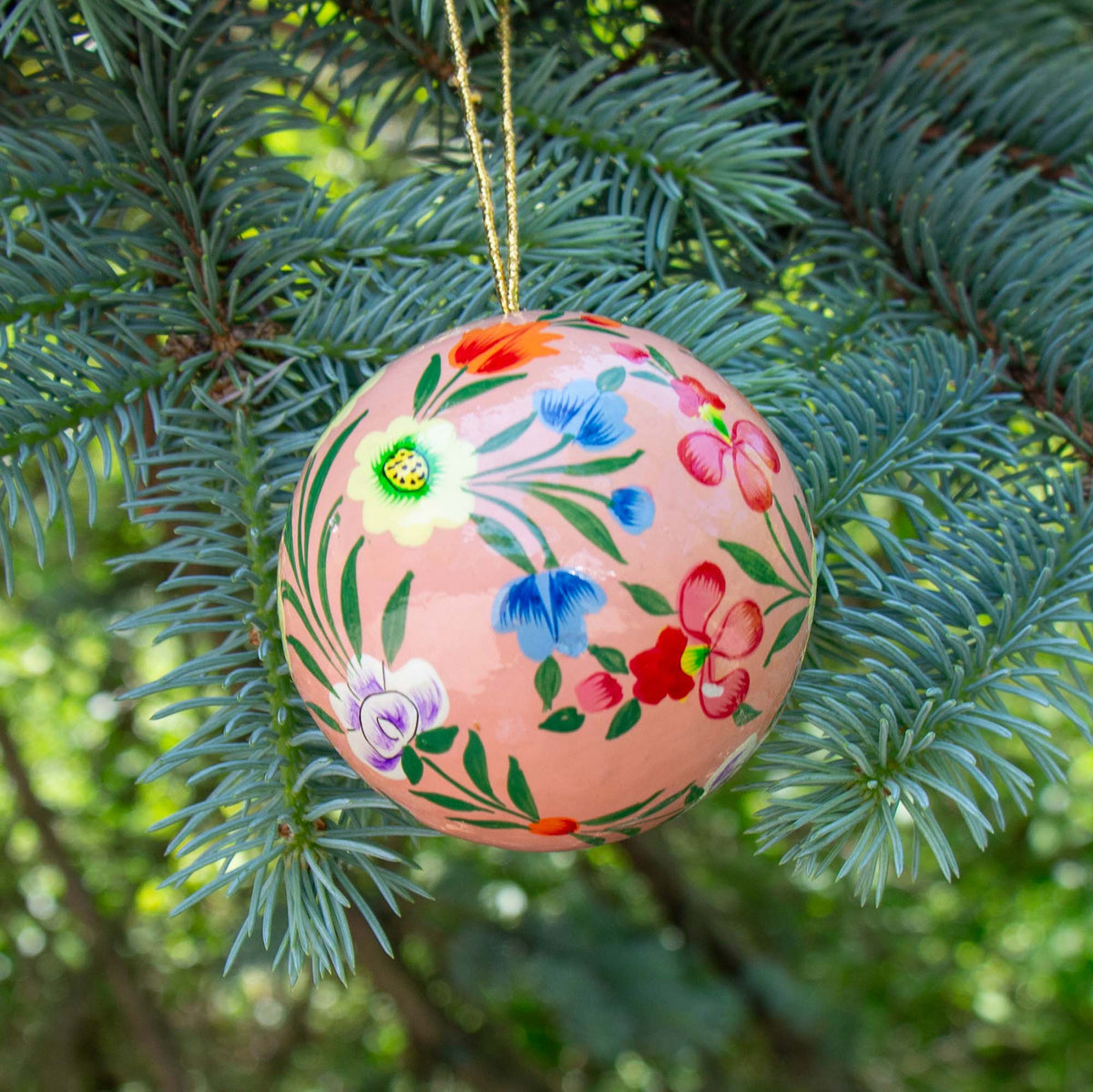 Handpainted Ornament - Pink w/ Abundant Flowers