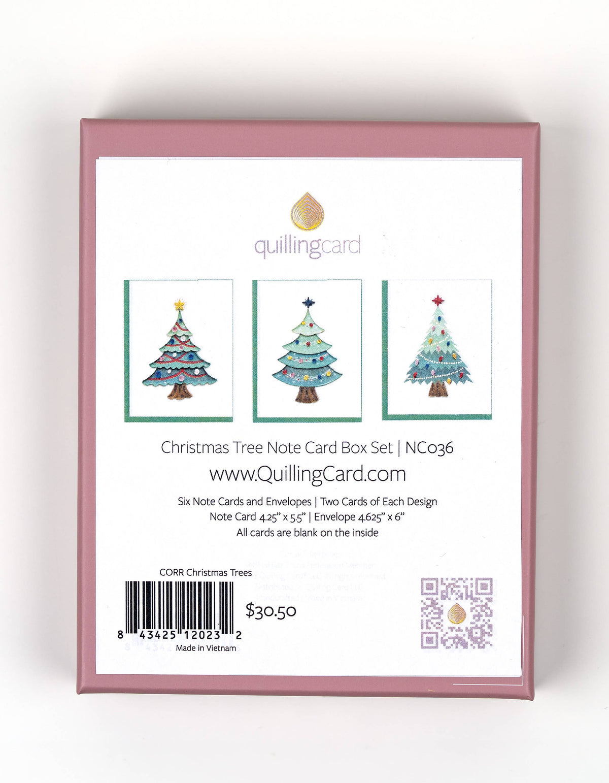 Quilled Christmas Trees Note Card Box Set