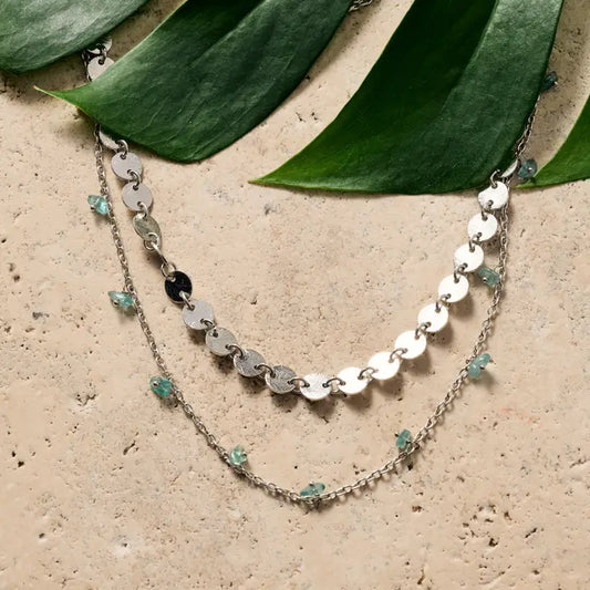 Dohara Disc and Stone Necklace