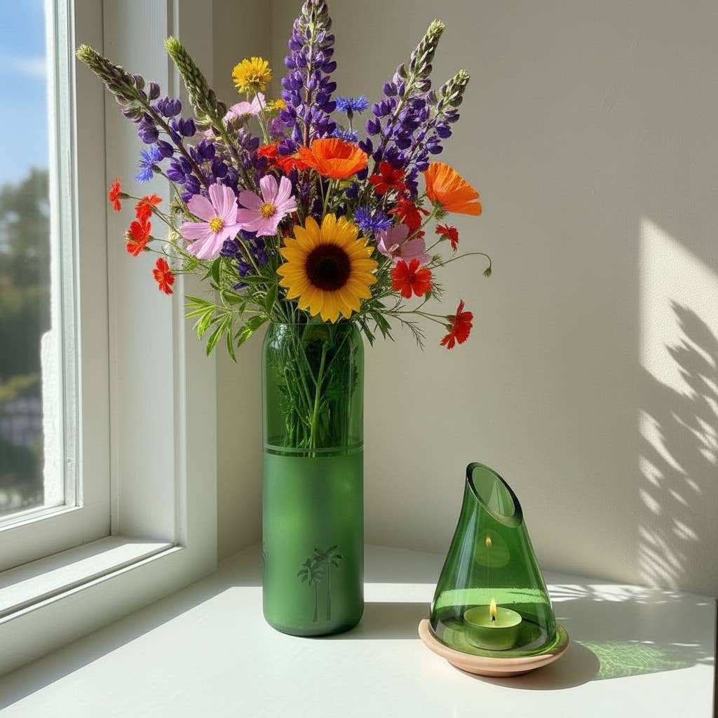 Upcycled Glass Siwa Palms Vase