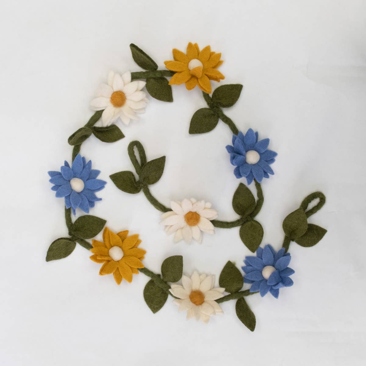 Felt Garland - Blue, White & Yellow Flowers