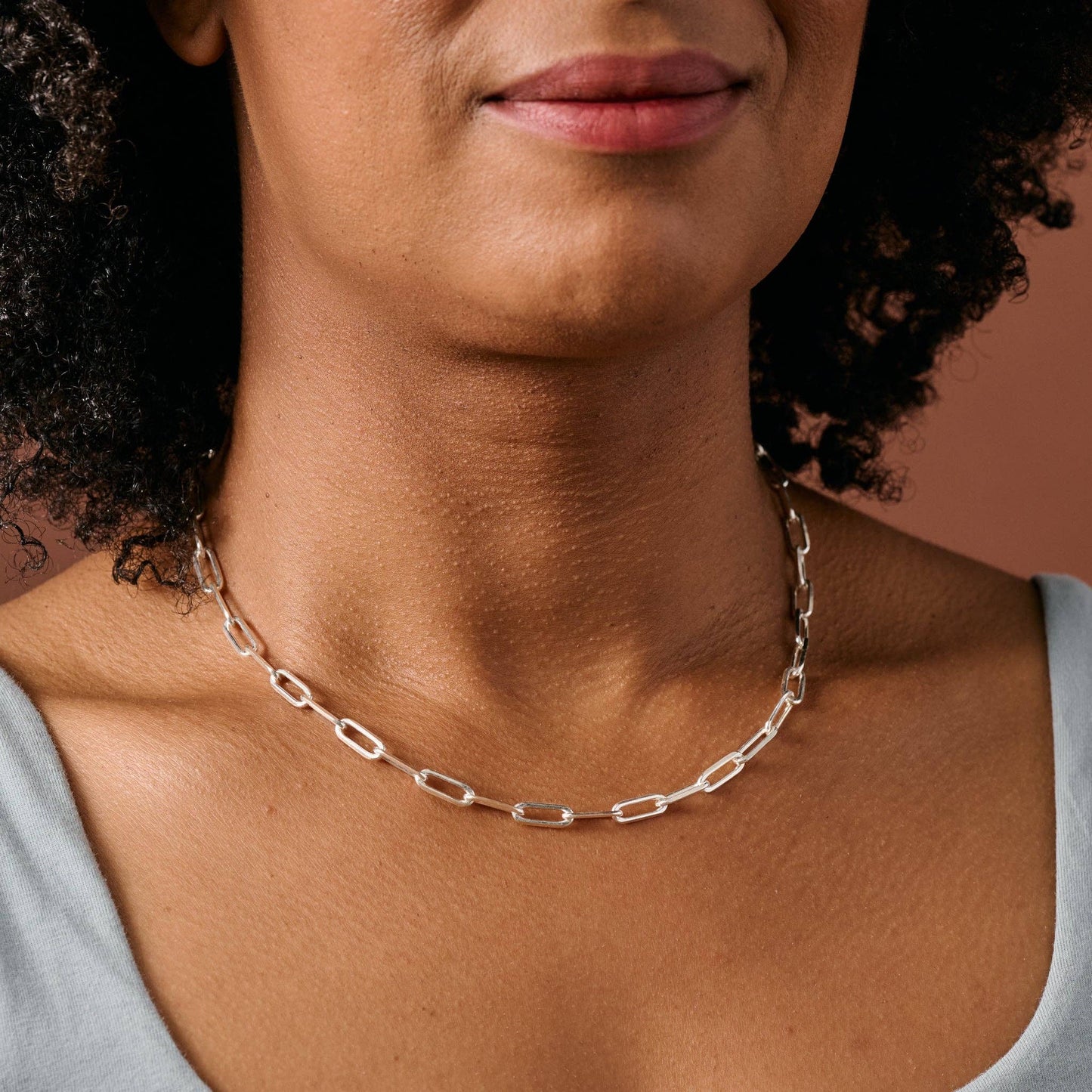 Sanvi Silver Tone Link Necklace