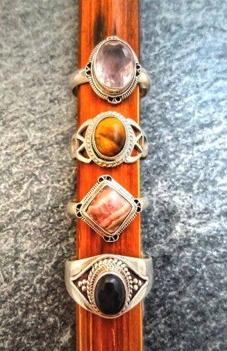 Assorted Sterling Silver Gemstone Rings