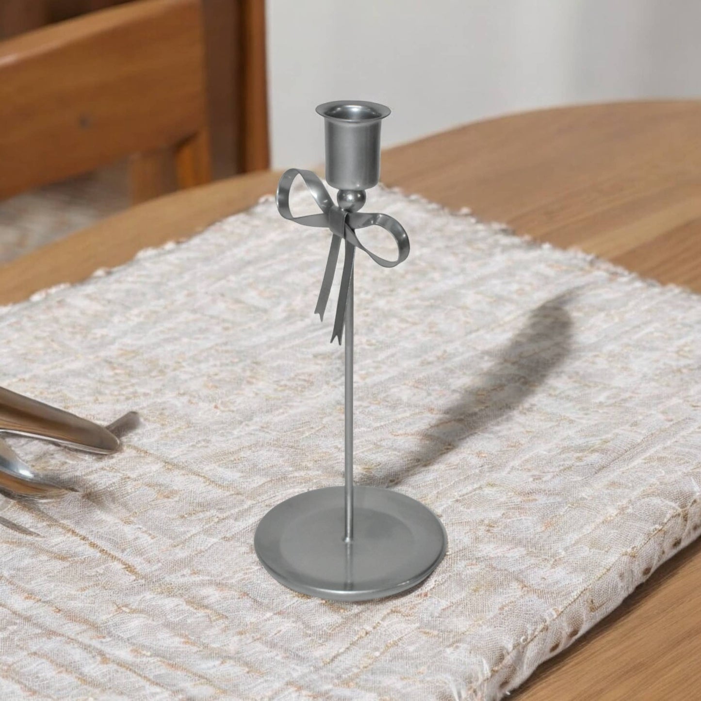 Silver Bow Candleholder
