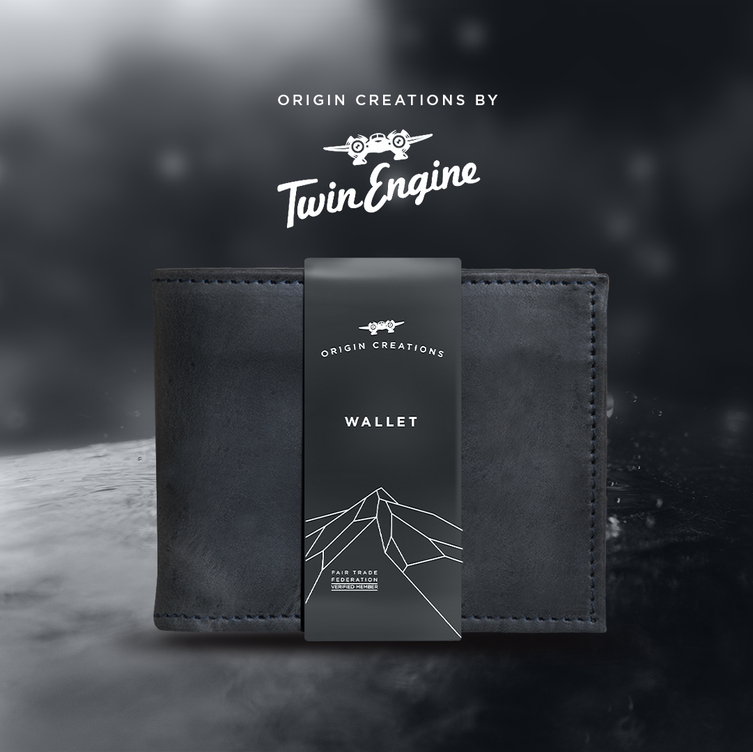 BIFOLD Leather Wallet  Electric Black  /  Fair Trade Artisan