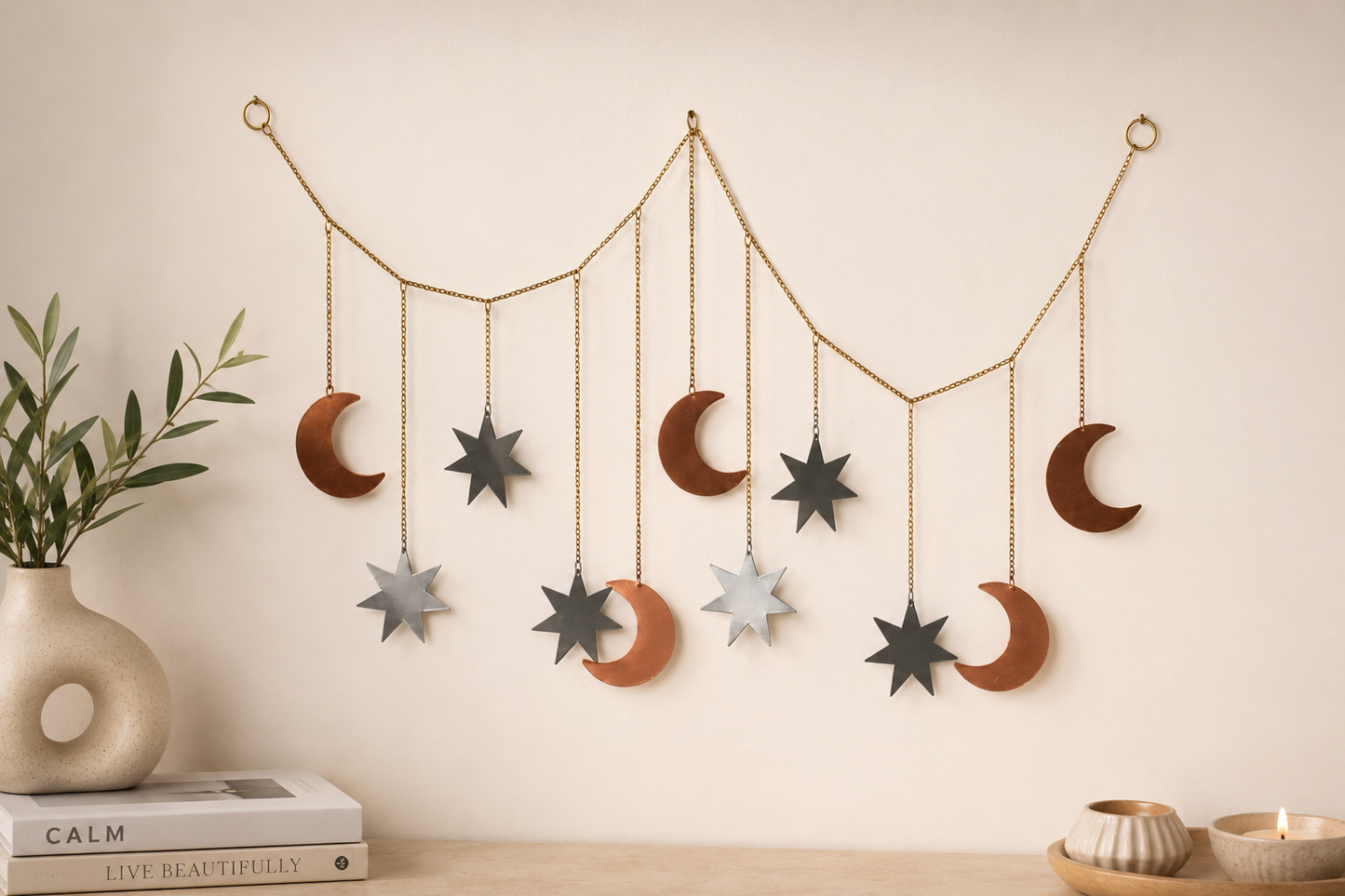 Celestial Moon & Star Iron Garland