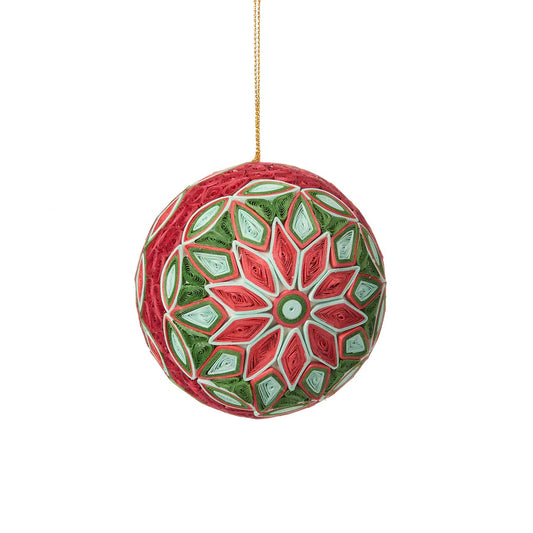 Quilled Poinsettia Large Ball Ornament
