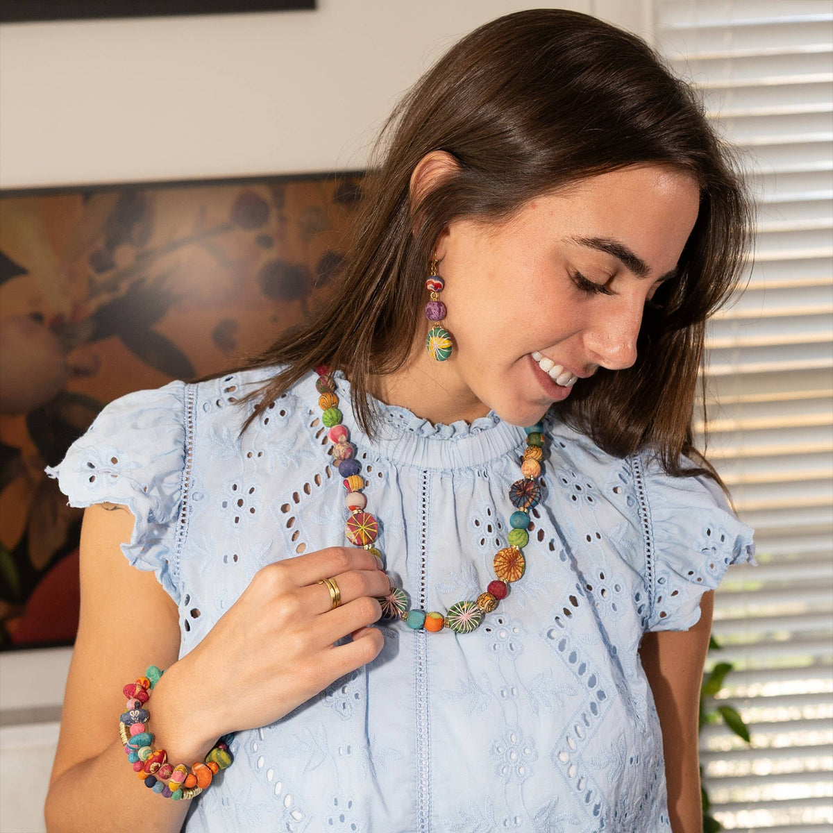 Kantha Threadburst Quintet Necklace