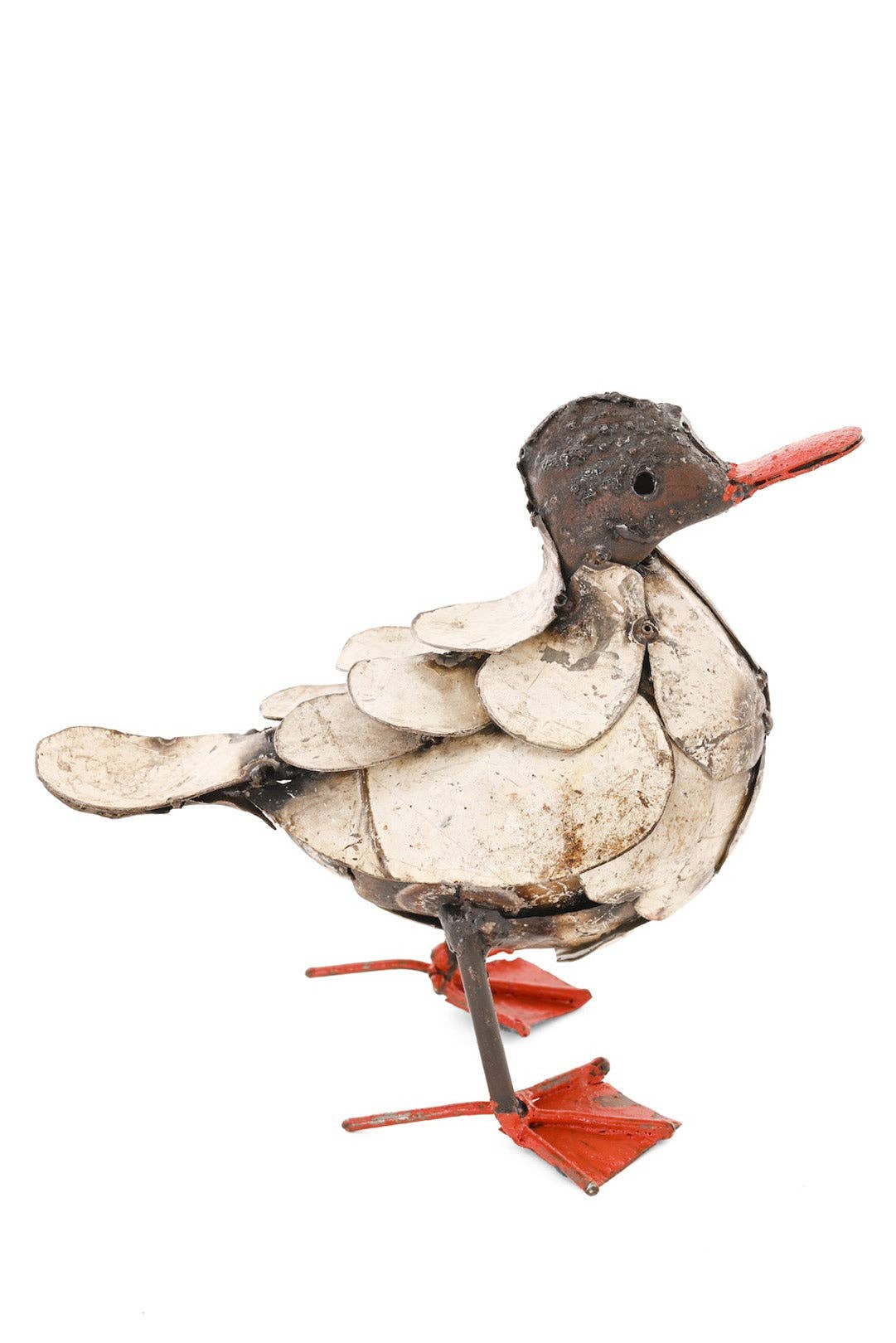Small Fluffy Duck Recycled Metal Sculpture