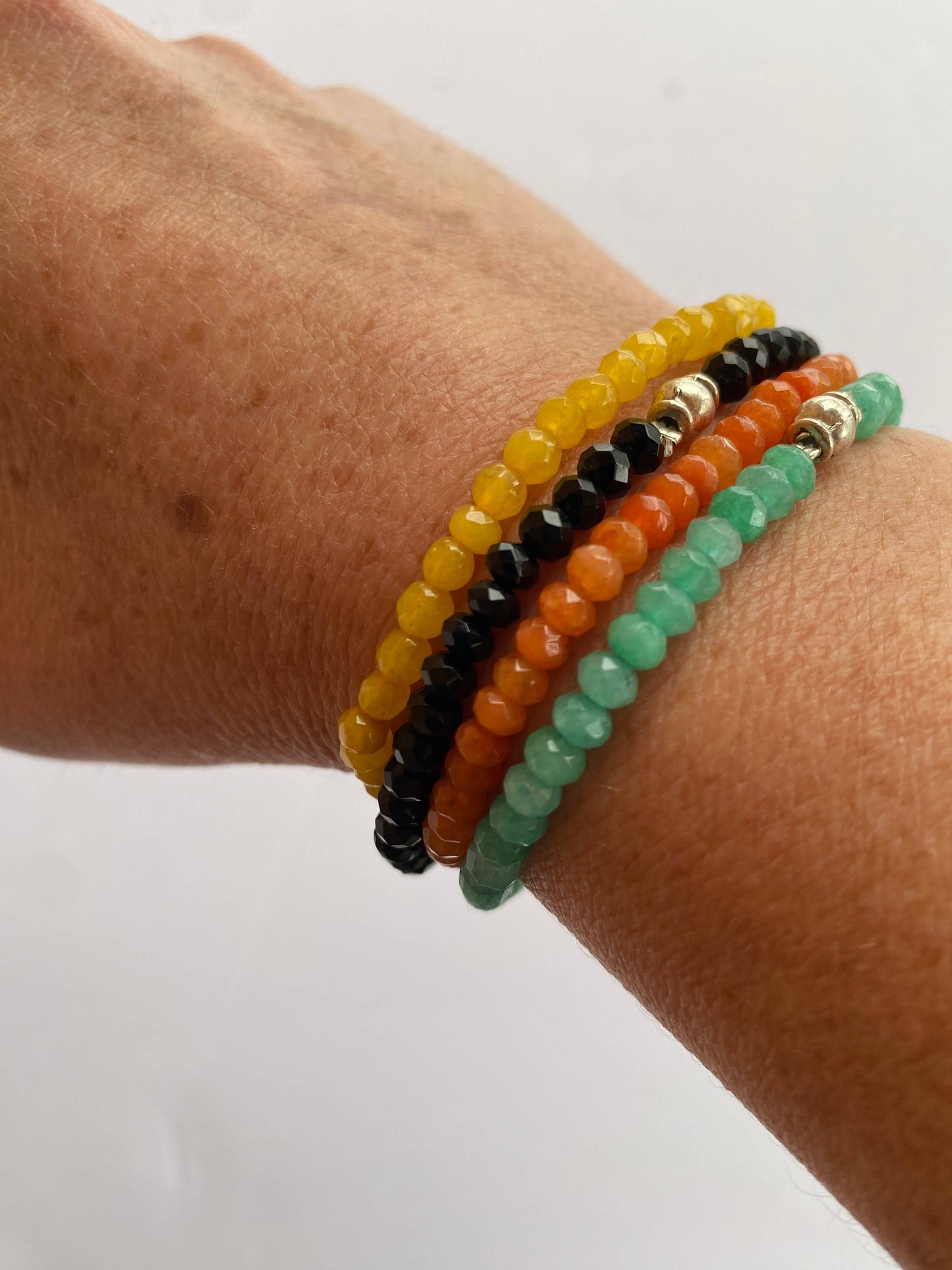 Semi-Precious Cut-Stone Bead Bracelet
