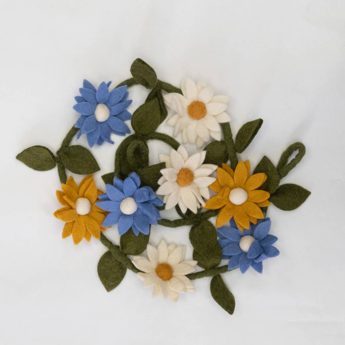 Felt Garland - Blue, White & Yellow Flowers
