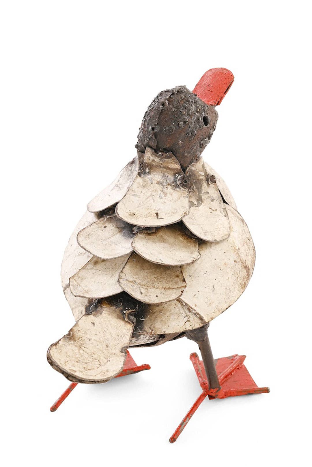 Small Fluffy Duck Recycled Metal Sculpture