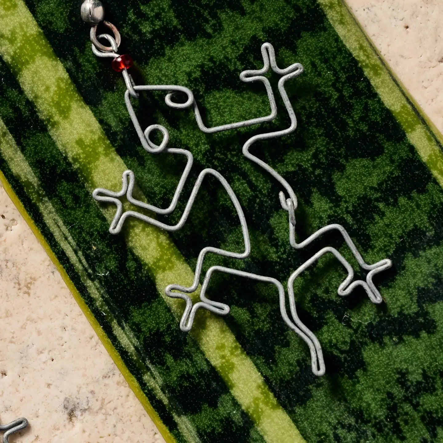 Mjusi Recycled Wire Gecko Dangle Earrings