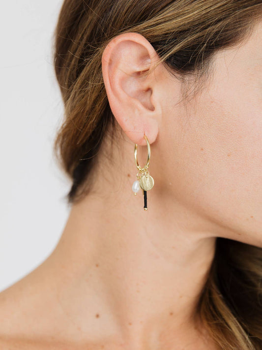 Multi Charm Hoop Earrings Gold