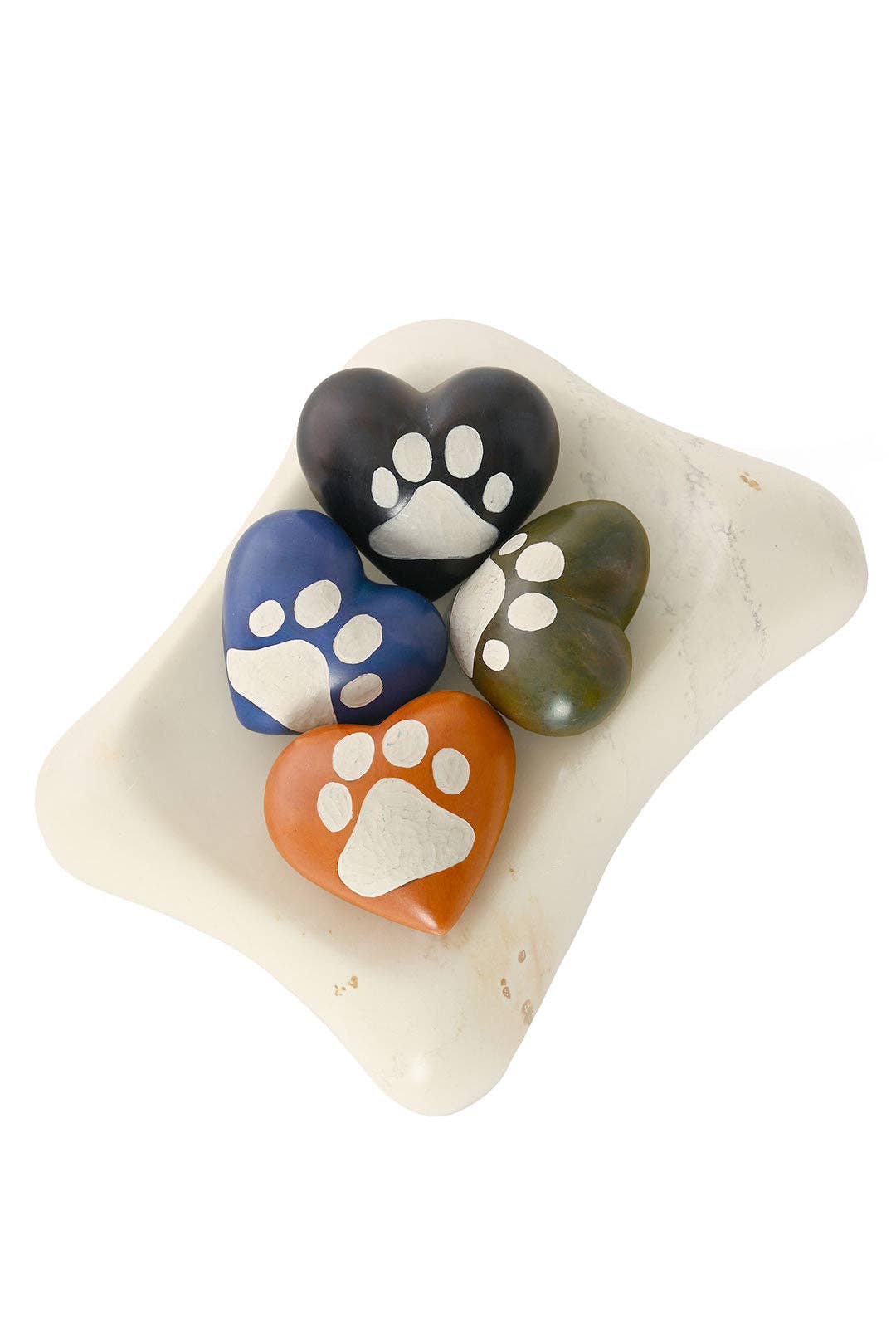 Paw Print Soapstone Hearts - Assorted
