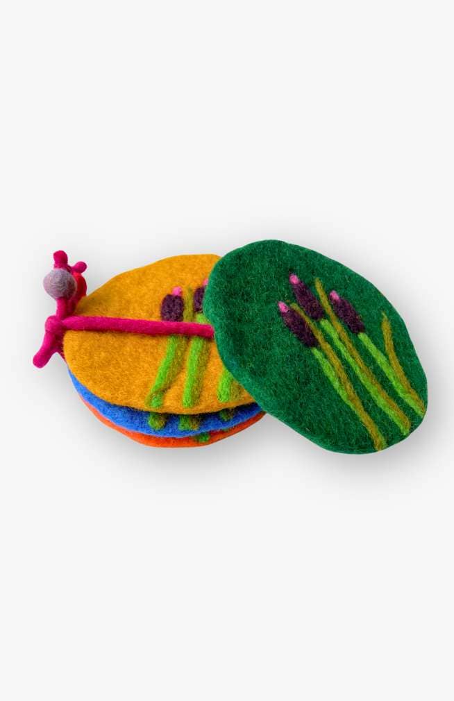 Felt Cattail Coasters- Set of 4