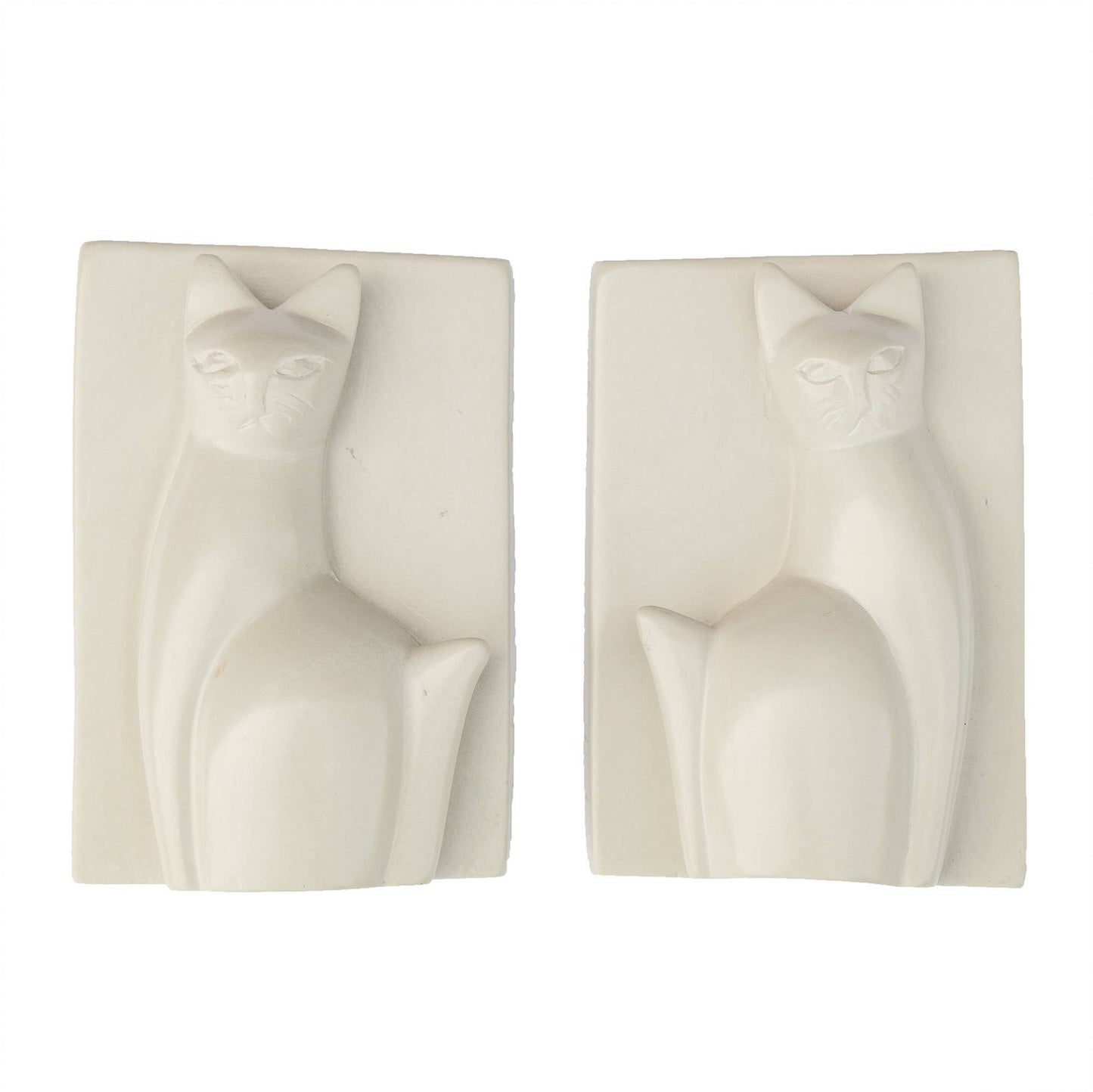 Soapstone Majestic Sitting Cat Bookends - Set of 2