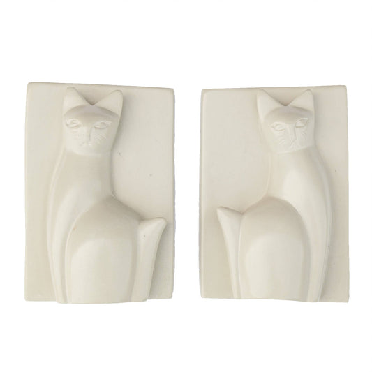 Soapstone Majestic Sitting Cat Bookends - Set of 2