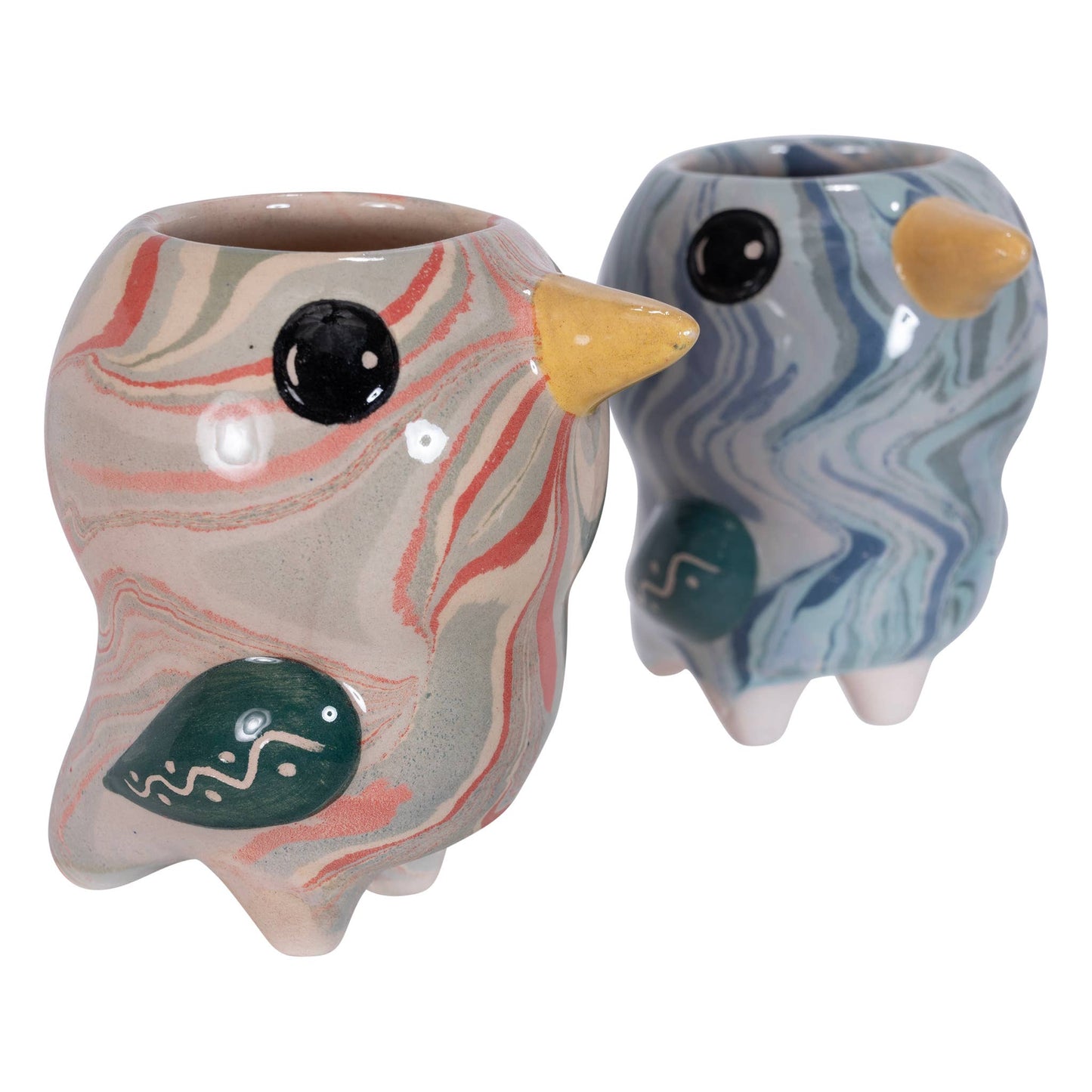 Marble Glazed Ceramic Plant Pot - Bird/Pio