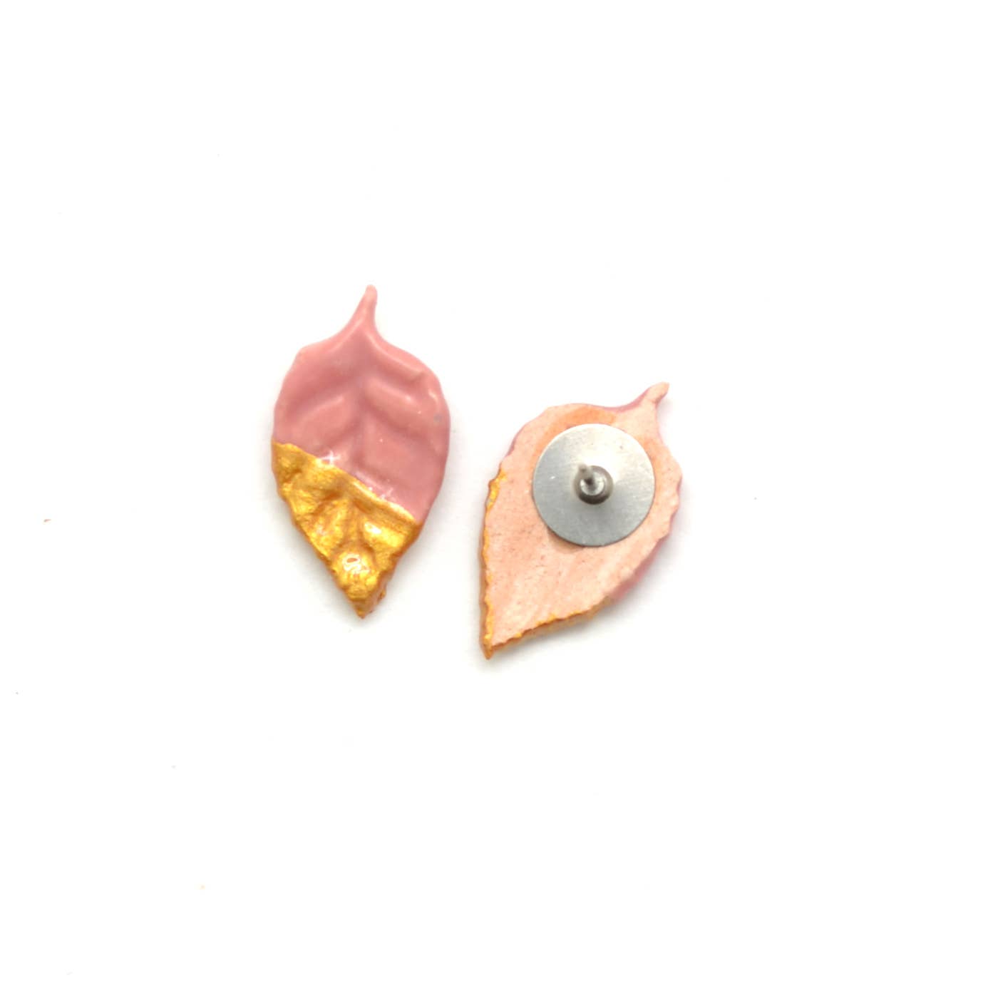 Ceramic Golden Leaf Stud Earrings - Assorted
