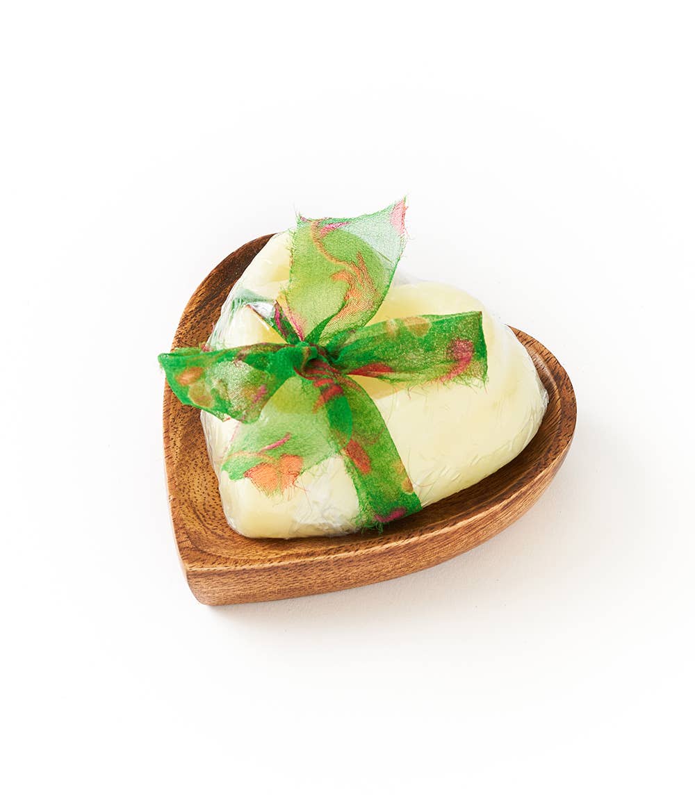 Aaram Heart Soap Dish Set - Herbal soap, wood dish