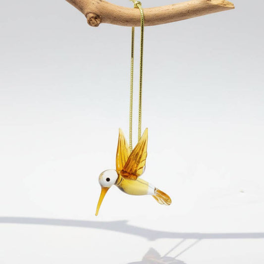 Blown Glass Ornament - Hummingbird Posing