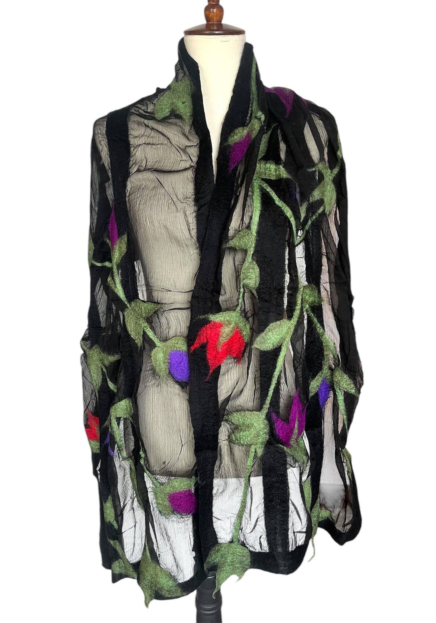 Flower Vine Scarf - Black