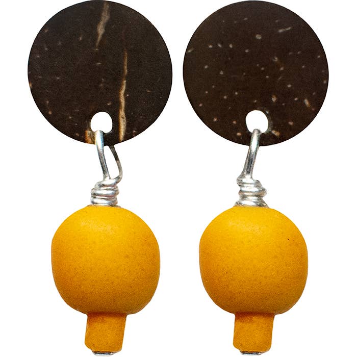 Coconut Stud Earrings - Mustard