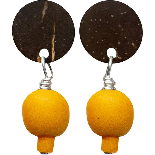 Coconut Stud Earrings - Mustard