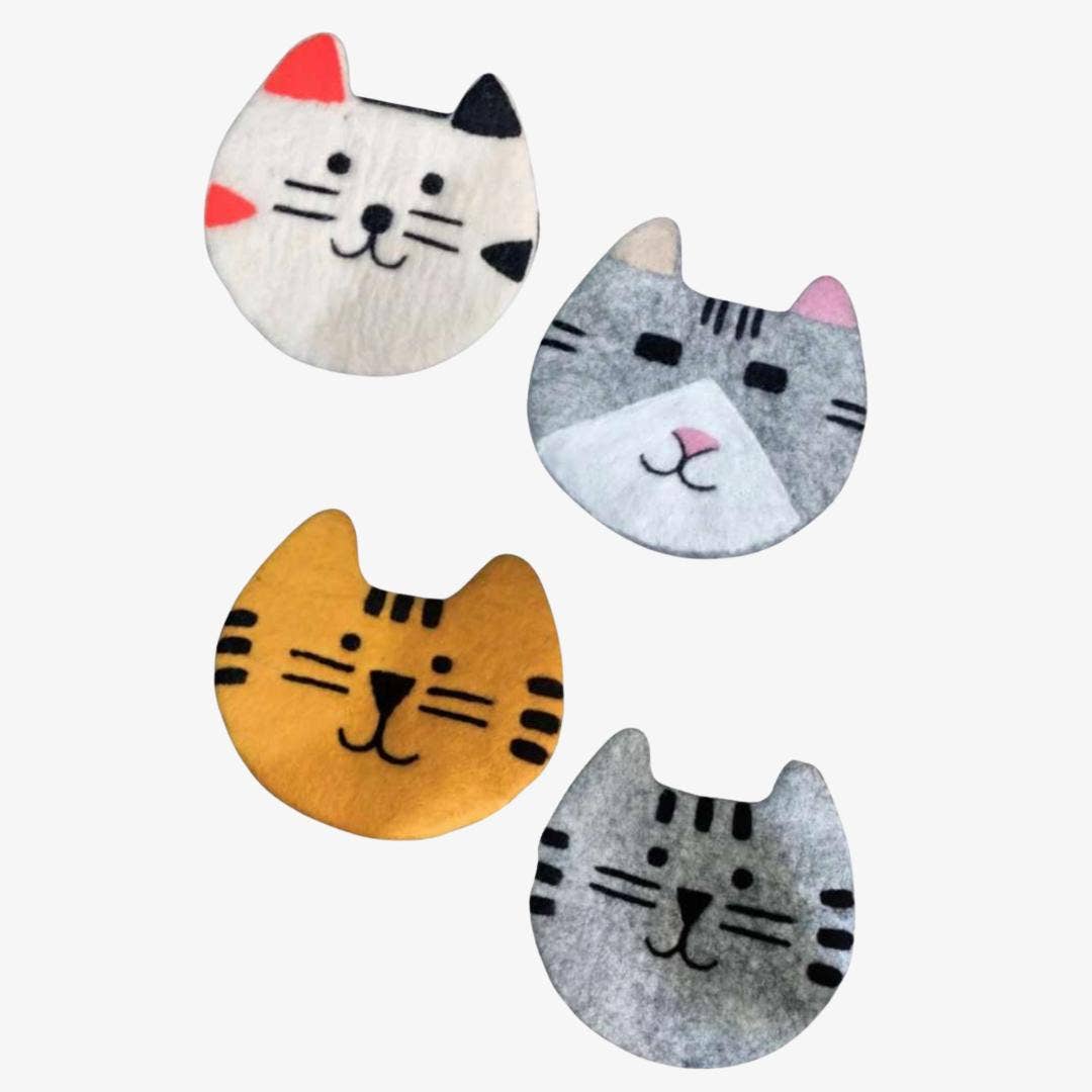 Felt Cat Coasters - Set of 4